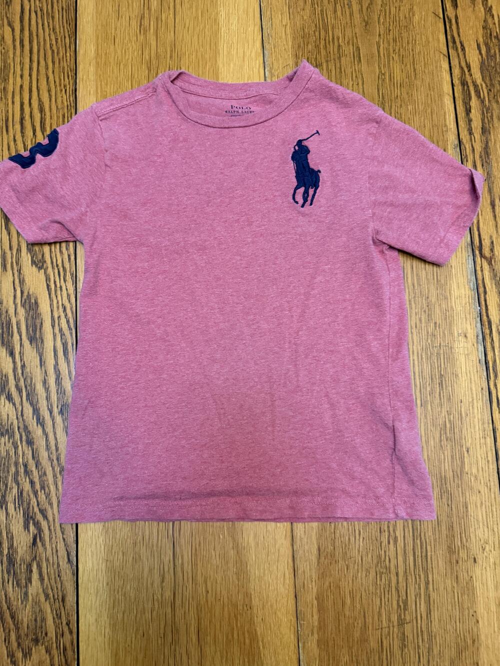 Polo Ralph Lauren Shirt Boys Size 140 Red Big Pony Number 3 Short Sleeve Tee